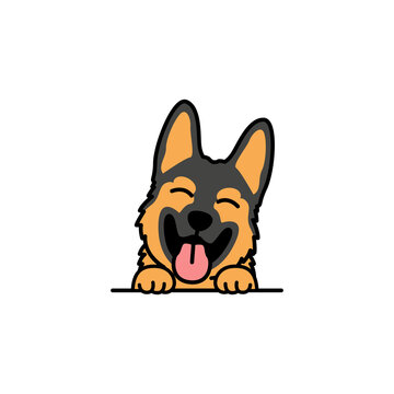 Cute german shepherd puppy cartoon, vector illustration