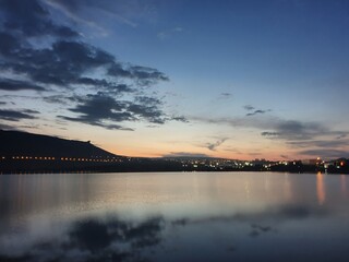 sunset over the river