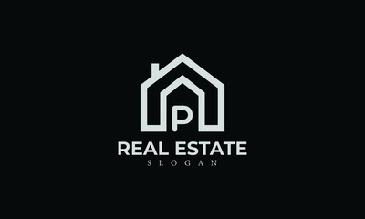 Fototapeta premium Alphabet P Real Estate Monogram Vector Logo Design, Letter P House Icon Template