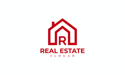 Alphabet R Real Estate Monogram Vector Logo Design, Letter R House Icon Template