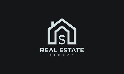 Alphabet S Real Estate Monogram Vector Logo Design, Letter S House Icon Template
