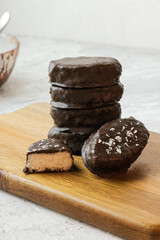 homemade bounties on a wooden plate
