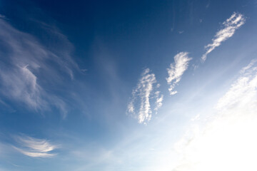 sky background image Beautiful, bright, white cloud shapes for background design and text insertion. Gives a bright and comfortable feeling