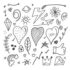 abstract scribble doodle elements. love doodle concept. .used for concept design isolated on white background