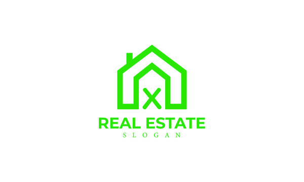 Alphabet X Real Estate Monogram Vector Logo Design, Letter X House Icon Template