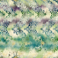 Seamless batik surface pattern swatch for print in cool pastel colors. High quality illustration. Tribal or hippie style design that resembles the traditional eastern batik fabric painting technique.