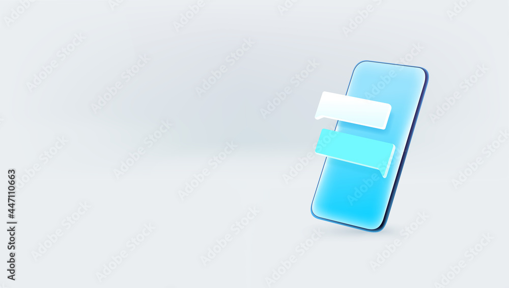 Aufkleber smartphone with speach bubbles on white background. banner with copy space ready for a text