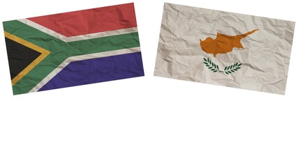 Cyprus and South Africa Flags Together Paper Texture Effect Illustration