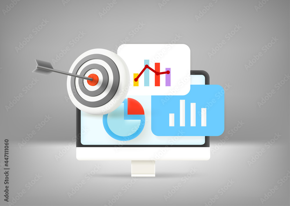 Poster business report with different charts and diagrams