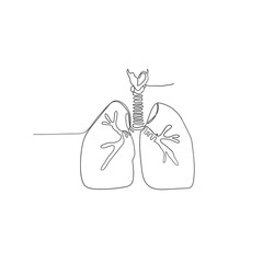 hand drawn doodle lungs illustration vector isolated on continuous line art style