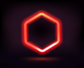 Red neon frame on dark background