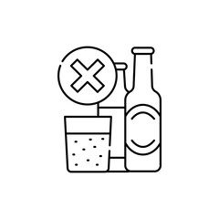 Forbidden alcohol drinks line color icon. Beverage intolerance.