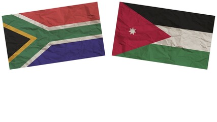 Jordan and South Africa Flags Together Paper Texture Effect Illustration