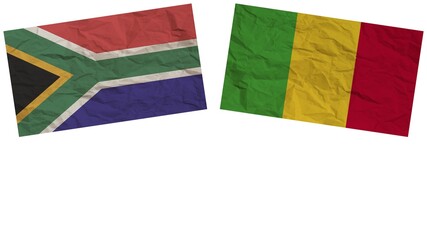 Mali and South Africa Flags Together Paper Texture Effect Illustration