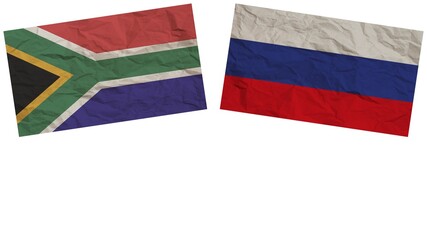 Russia and South Africa Flags Together Paper Texture Effect Illustration