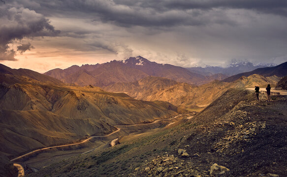 sunset in the mountains road
