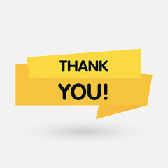 Thank you, yellow label on white background. Vector