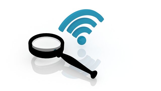 3d illustration magnifying glass serch navigation concep