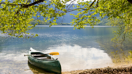 Kayak on a lake in nature at summer