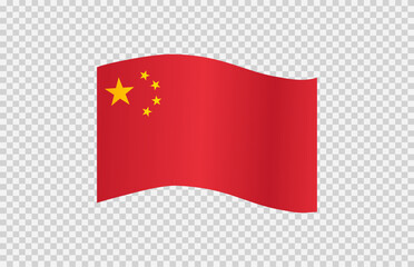 Waving flag of  China isolated  on png or transparent  background,Symbol of  China,template for banner,card,advertising ,promote, TV commercial, ads, web, vector illustration