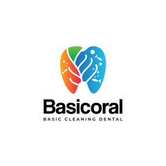 basicoral logo,  teeth design with scene coral vector