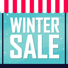 Winter Sale, discount poster design template. Promotion banner for shop or online store, vector illustration.