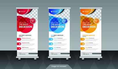 Roll up banner stand template design, blue banner layout, advertisement, pull up, polygon background, vector illustration, advertisement, pull up, x-banner and flag-banner layout, abstract background
