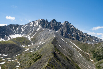 mountain landscape with clouds, Siberia.