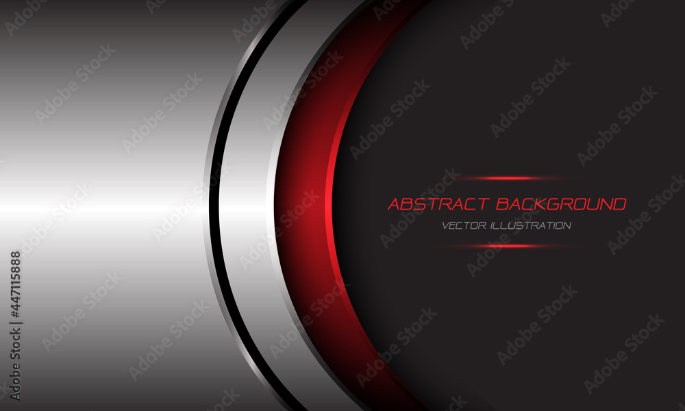 Poster abstract silver red metallic curve black line on dark grey with blank space design modern futuristic