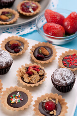 a collection of delicious chocolate tarts