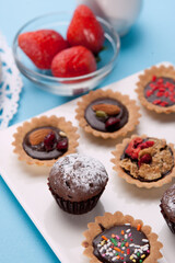 a collection of delicious chocolate tarts