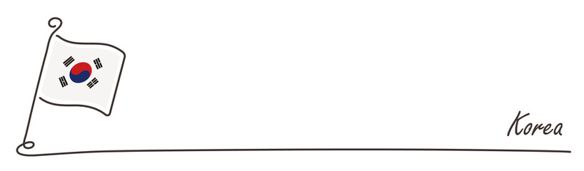 South Korean flag and copy space Handwritten sketch