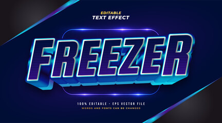 Blue Freeze Text Style Effect. Editable Text Style Effect