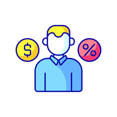 Employee of tax service RBG color line icon. Taxation. Thin line vector illustration.
