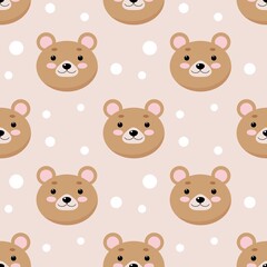 Obraz premium seamless pattern cartoon teddy bear on pastel background. illustration for children