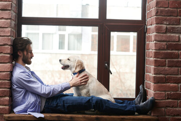 owner with his dog