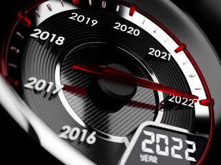 2022 year car speedometer. Countdown concept