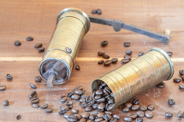 Full retro hand grinder for coffee with beans - Powered by Adobe