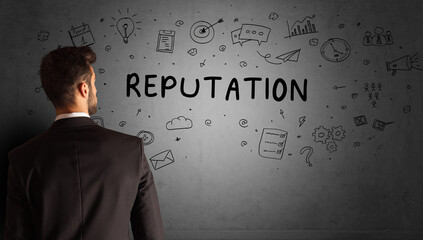 businessman drawing a creative idea sketch