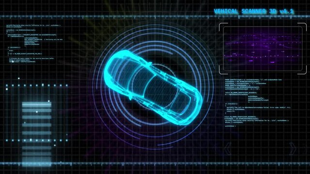 4K Digital Futuristic hud electric car connected online modern automotive industry and IoT Animation. display interface. eco-friendly future car. Automobile Technology.