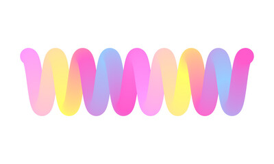 Abstract 3d flowing wavy zigzag line multicolored gradient. Vector Digital design element isolated on white background