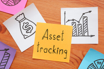 Asset tracking is shown on the business photo using the text