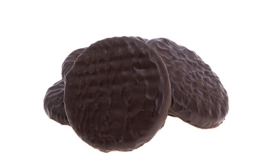 Chocolate cookies with nuts isolated