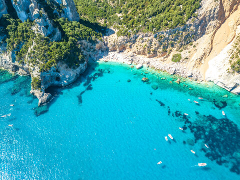 Cala Goloritze, Orosei Gulf, East Sardinia, Italy. Aerial view