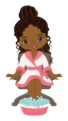 Beautiful Black Girl Doing Pedicure and Manicure