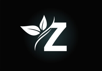Initial Z monogram alphabet with two leaves. Green, eco-friendly logo concept. Modern vector logo for ecological business and company identity