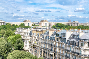 Fototapeta na wymiar Paris, panorama of the city, with the Trocadero in background 