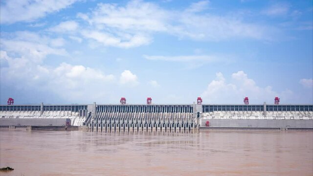 Three Gorges, on the Yangtze River in the People's Republic of China. Three Gorges Dam .