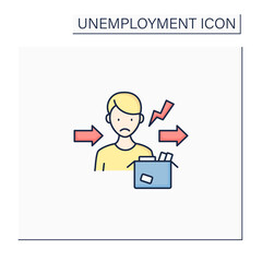 Fototapeta na wymiar Fired color icon. Dismiss worker from job. Upset man lost job. Staff reduction.Unemployment concept. Isolated vector illustration