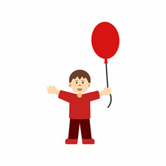 Children Boy Hold Balloon Playful Kids Icon, and illustration